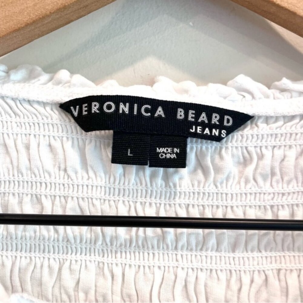 Veronica Beard Ruffle Flutter Sleeve Smocked Top - image 7